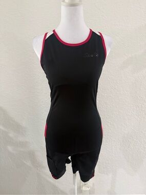 Black and Pink Bike Shorts Romper - Performance Women’s Activewear